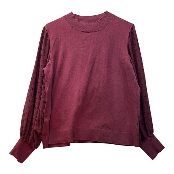 CeCe Cynthia Steffe Sheer Clip Dot Long Sleeve‎ Sweater Womens Size XL Mock Neck - Picture 1 of 11